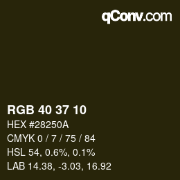 Color code: RGB 40 37 10 | qconv.com
