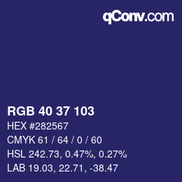 Farbcode: RGB 40 37 103 | qconv.com
