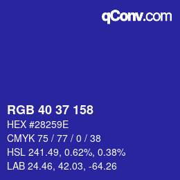 Color code: RGB 40 37 158 | qconv.com