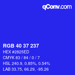 Color code: RGB 40 37 237 | qconv.com