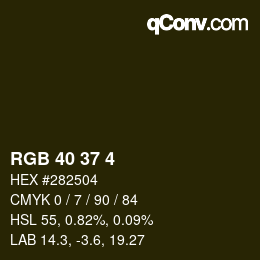 カラーコード: RGB 40 37 4 | qconv.com