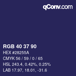 カラーコード: RGB 40 37 90 | qconv.com