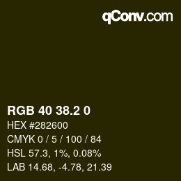 カラーコード: RGB 40 38.2 0 | qconv.com
