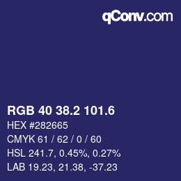 カラーコード: RGB 40 38.2 101.6 | qconv.com