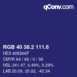 カラーコード: RGB 40 38.2 111.6 | qconv.com
