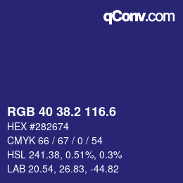 カラーコード: RGB 40 38.2 116.6 | qconv.com
