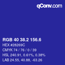 カラーコード: RGB 40 38.2 156.6 | qconv.com