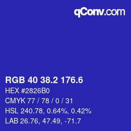 カラーコード: RGB 40 38.2 176.6 | qconv.com