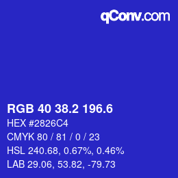 カラーコード: RGB 40 38.2 196.6 | qconv.com