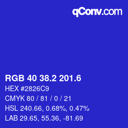 カラーコード: RGB 40 38.2 201.6 | qconv.com