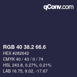カラーコード: RGB 40 38.2 66.6 | qconv.com