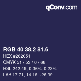 カラーコード: RGB 40 38.2 81.6 | qconv.com