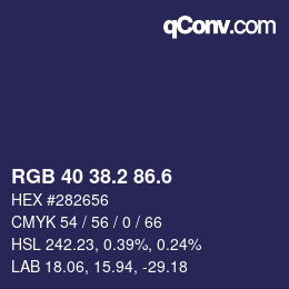 カラーコード: RGB 40 38.2 86.6 | qconv.com