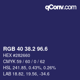 カラーコード: RGB 40 38.2 96.6 | qconv.com