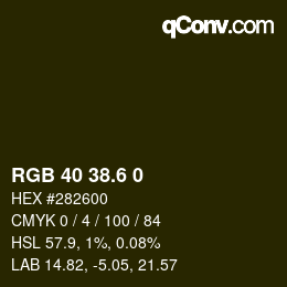 カラーコード: RGB 40 38.6 0 | qconv.com