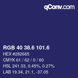カラーコード: RGB 40 38.6 101.6 | qconv.com