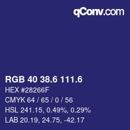 カラーコード: RGB 40 38.6 111.6 | qconv.com