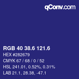 カラーコード: RGB 40 38.6 121.6 | qconv.com