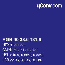 カラーコード: RGB 40 38.6 131.6 | qconv.com