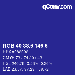 カラーコード: RGB 40 38.6 146.6 | qconv.com