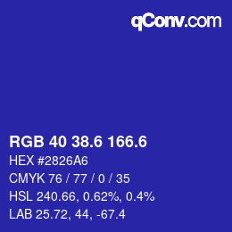 カラーコード: RGB 40 38.6 166.6 | qconv.com