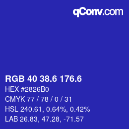 カラーコード: RGB 40 38.6 176.6 | qconv.com