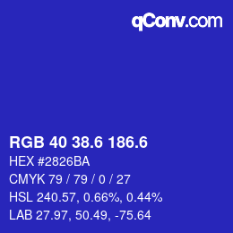 カラーコード: RGB 40 38.6 186.6 | qconv.com