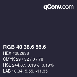 カラーコード: RGB 40 38.6 56.6 | qconv.com