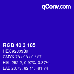 Color code: RGB 40 3 185 | qconv.com
