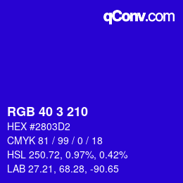 Color code: RGB 40 3 210 | qconv.com