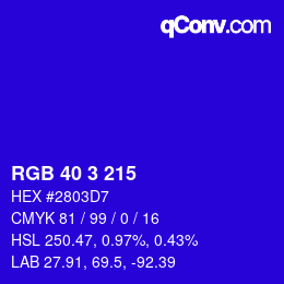 Color code: RGB 40 3 215 | qconv.com