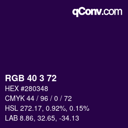 Color code: RGB 40 3 72 | qconv.com