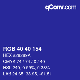 Color code: RGB 40 40 154 | qconv.com