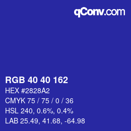 Color code: RGB 40 40 162 | qconv.com