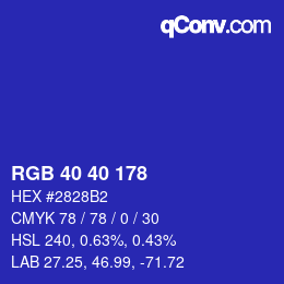 Color code: RGB 40 40 178 | qconv.com