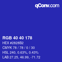 カラーコード: RGB 40 40 178 | qconv.com
