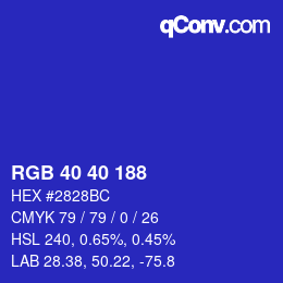 Color code: RGB 40 40 188 | qconv.com