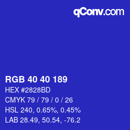 Color code: RGB 40 40 189 | qconv.com