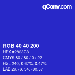 Color code: RGB 40 40 200 | qconv.com