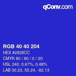 カラーコード: RGB 40 40 204 | qconv.com