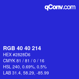 Color code: RGB 40 40 214 | qconv.com