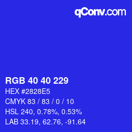 Color code: RGB 40 40 229 | qconv.com