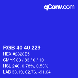 Color code: RGB 40 40 229 | qconv.com