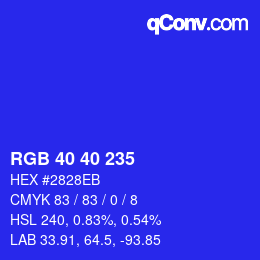 Color code: RGB 40 40 235 | qconv.com