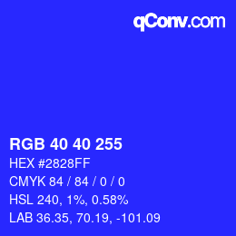 Color code: RGB 40 40 255 | qconv.com