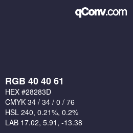 Color code: RGB 40 40 61 | qconv.com