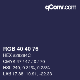 カラーコード: RGB 40 40 76 | qconv.com