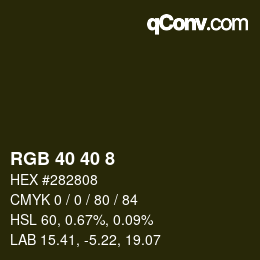 カラーコード: RGB 40 40 8 | qconv.com