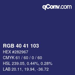 Color code: RGB 40 41 103 | qconv.com