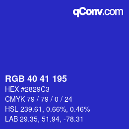 カラーコード: RGB 40 41 195 | qconv.com